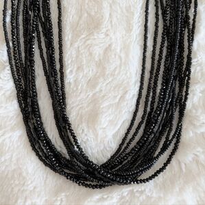 White House Black Market Black Seed Bead Multi-Layer Long Necklace